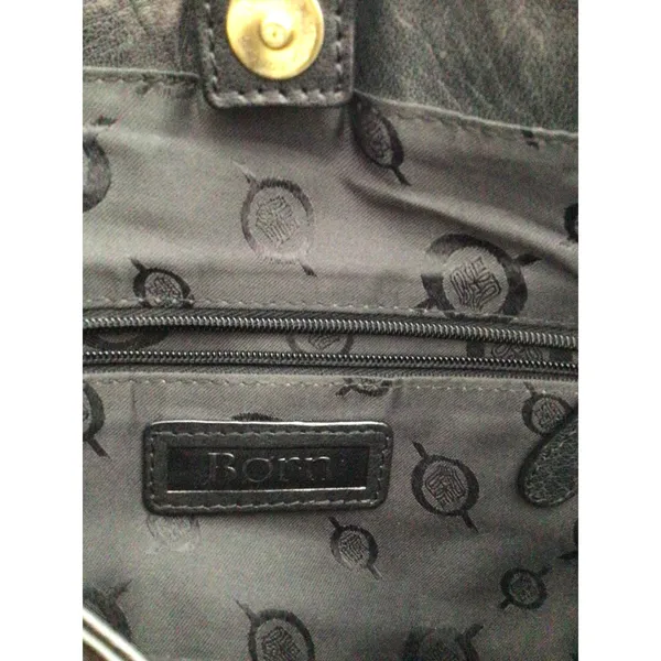 Born Shoulder Bag Womens Medium Black Excellent Leather Chevron Handbag - Image 5