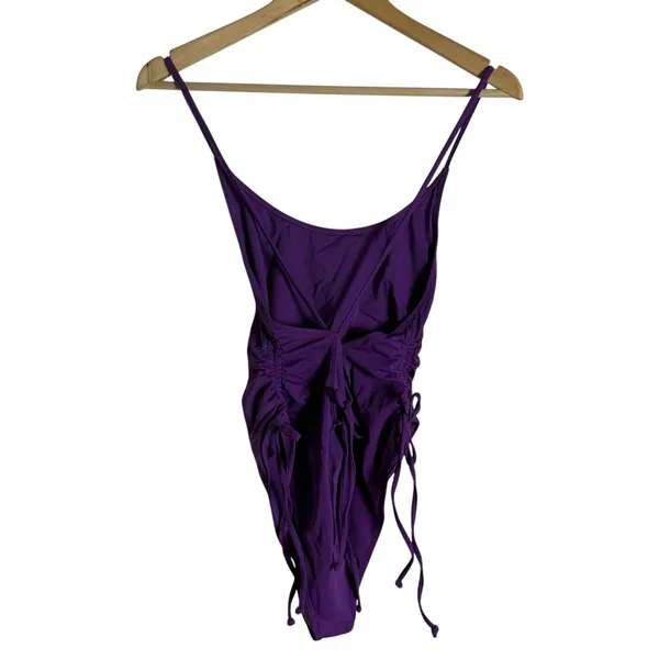 PacSun Eco Purple Rita Tie Back Ruched One Piece Swimsuit Size Small - Image 4