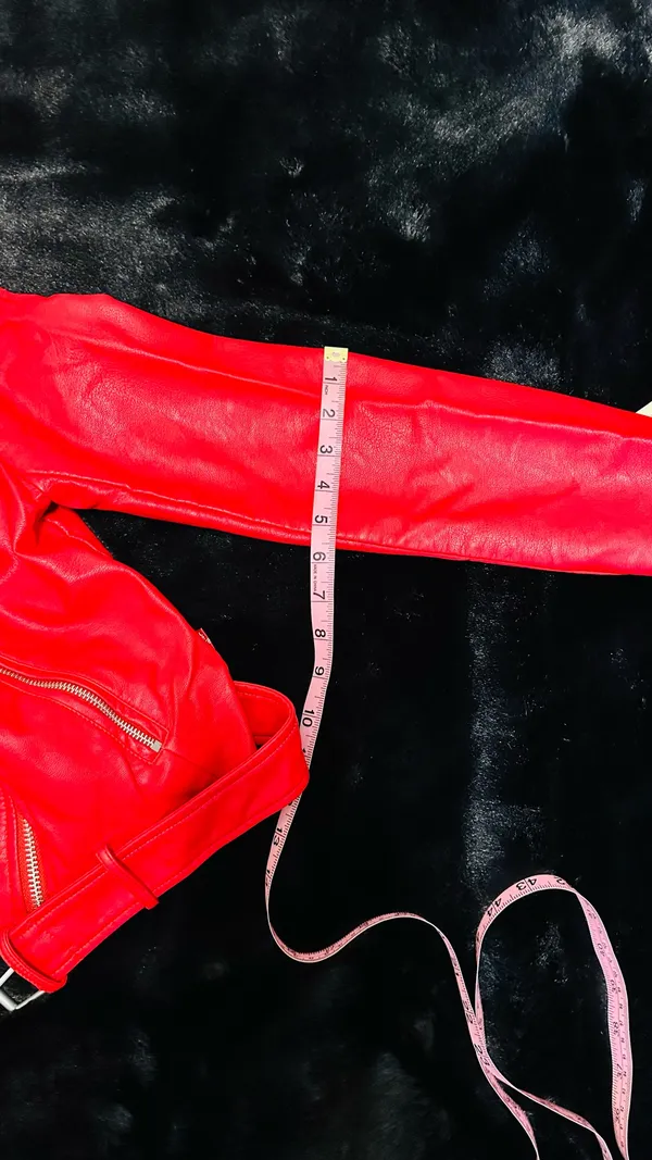 LEVI’s STRAUSS & CO Red Faux Leather Bomber Jacket - Image 10