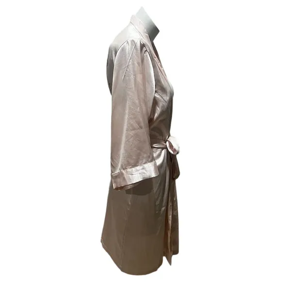 Luxury Silky Satin 'Mother of the Bride' Robe Pink L/XL 3/4 Sleeve Tie Closure - Image 2