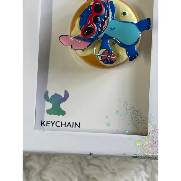 Disney Stitch Donut Floatie Spinner Keychain Charm Clip Gold Tone Sunglasses NEW - Image 13