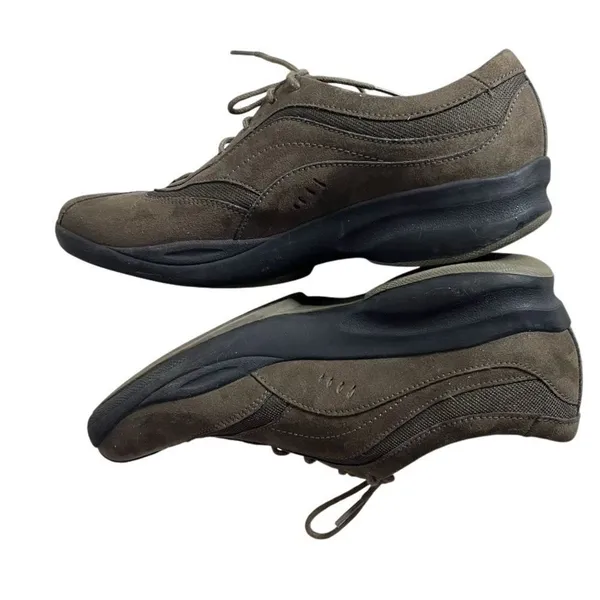 CLARKS In Motion Shoes Walking Comfort Lace Up Olive Nubuck Leather Size 10 N - Image 4