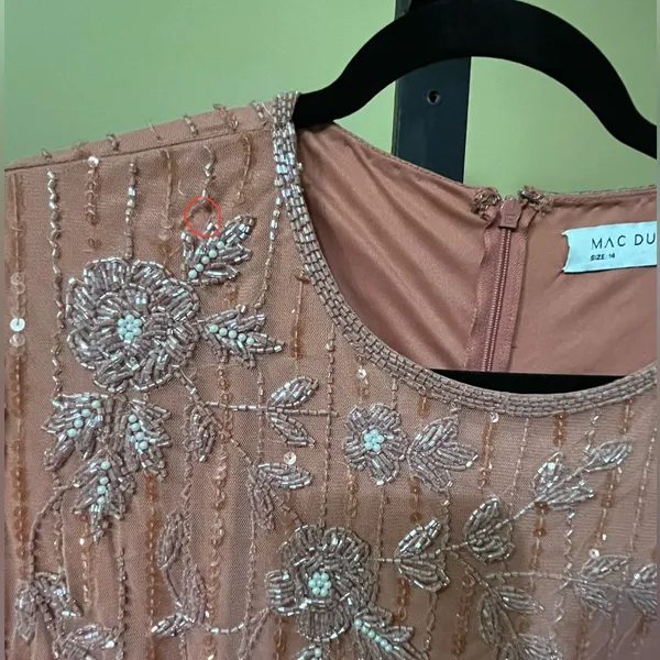 New Mac Duggal Pink Embellished High Neck Illusion Long Sleeve Gown - Size 14 - Image 5