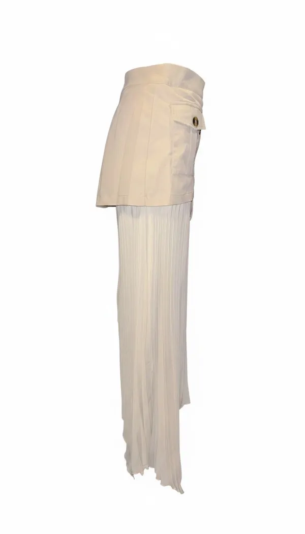Commence Patchwork Asymmetrical Pleated Buttoned Midi Skirt - Image 2
