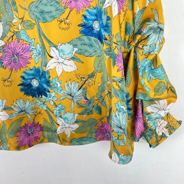 RD & Koko Floral Shirred Long Sleeve V-Neck Top Size Large L EUC L2730 - Image 14