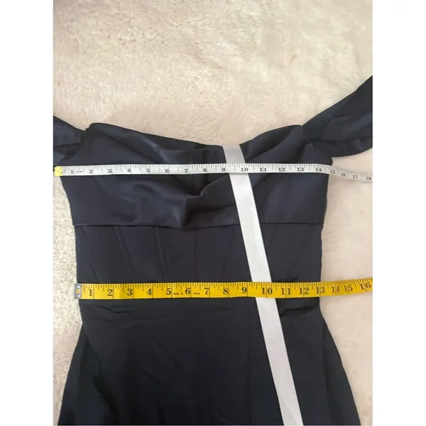 After Six A-Line Satin Maxi Dress Midnight Navy Size 2 Off Shoulder Strapless - Image 7