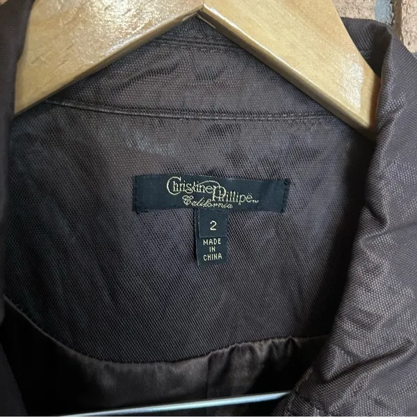 Vintage Christine Phillipe Chocolate Brown Studded Full Zip Jacket Womens Size 2 - Image 3