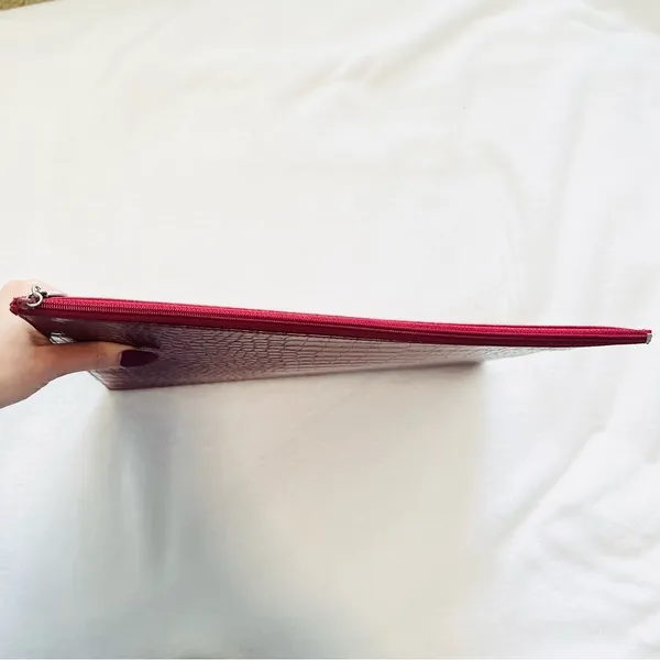 WOMEN Clutches Crocodile Grain PU Leather Envelope Clutch Bag Red - Image 5