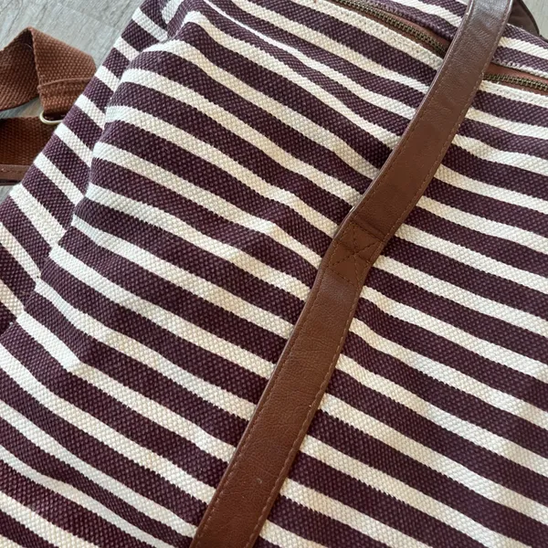 Mossimo Burgundy/Cream Stripe Duffle Bag - Image 2