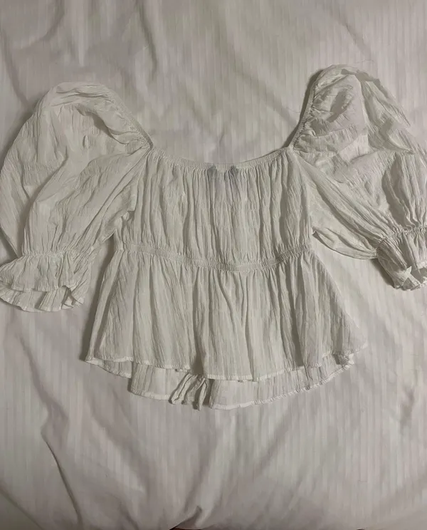 ZARA Crop White Linen Top - Image 3