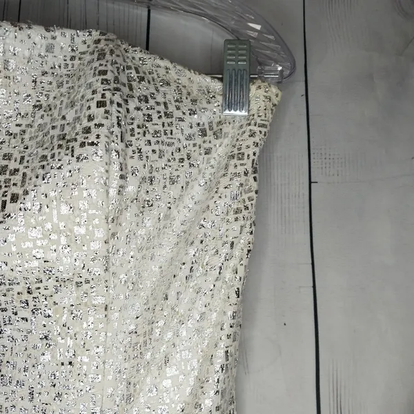 Vintage Jessica McClintock White and Silver Strapless Mini Cocktail Party Dress - Image 5