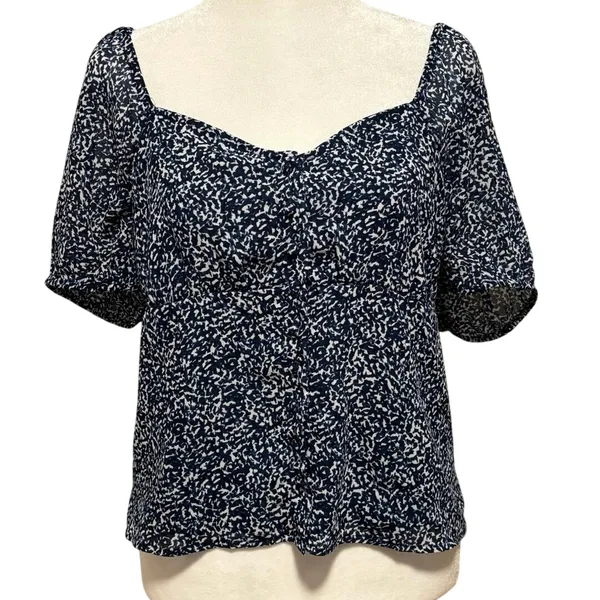 Madewell Size 4 Sweetheart Top Blouse Bengali Blockprint Cropped Fit - Image 3