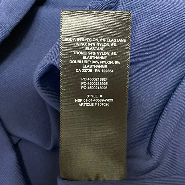 Aritzia Babaton Contour Blue Square Neck Sculpt Long Sleeve Crop Top Size M - Image 5