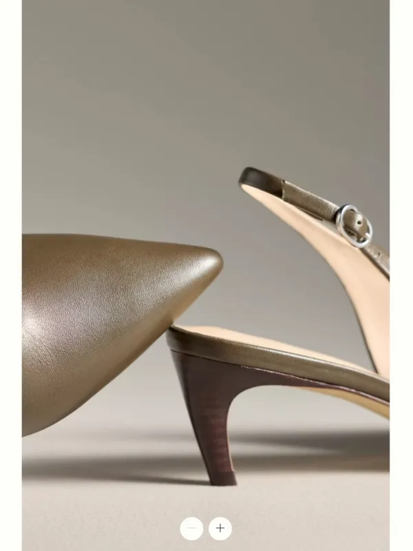By Anthropologie Genuine Leather Pointed-Toe Slingback Pumps - Image 8