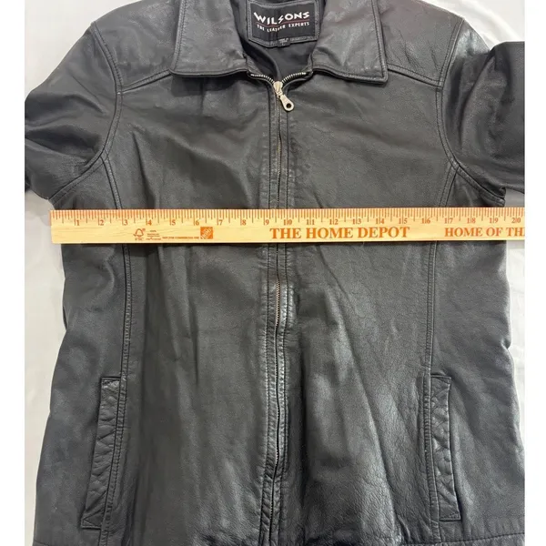 Wilsons The Leather Experts Black Leather Zip Front Jacket Womens‎ Large L - Image 5