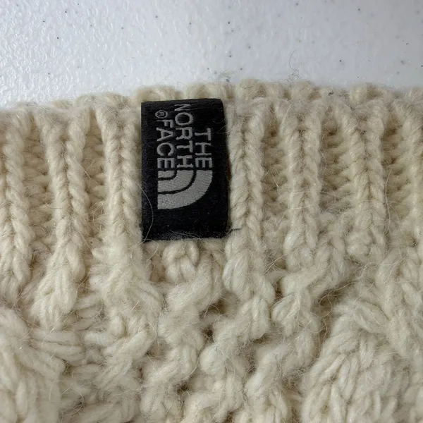 The North Face Hat Beanie‎ One Size Ivory Cable Knit Lined Wool Alpaca Blend - Image 3
