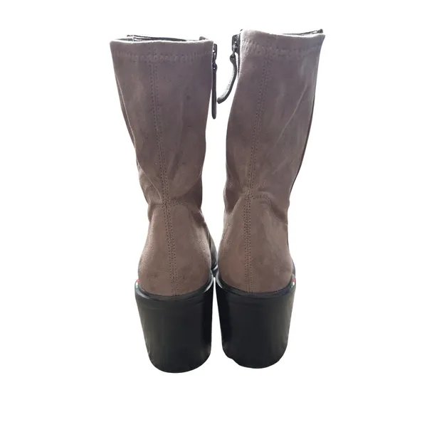 Franco Sarto Penelope Taupe Leather Suede Square Toe Block Heel Boots Size 10M - Image 5