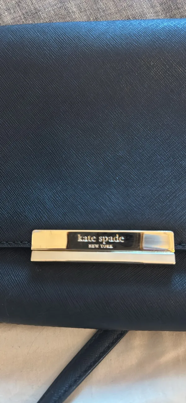 Kate Spade Crossbody Leather Bag Saffiano Gold Black Flap Closure Tone Hardware - Image 2