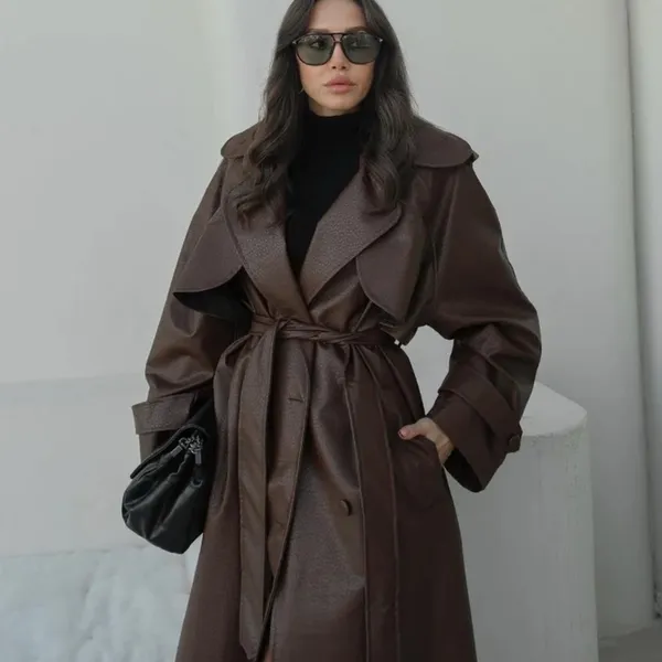 Chocolate Brown Trench Coat - Image 16