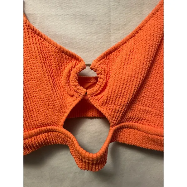 NWT Aerie Crinkle Scoop Cutout Bikini Top Size XXL Orange - Image 2