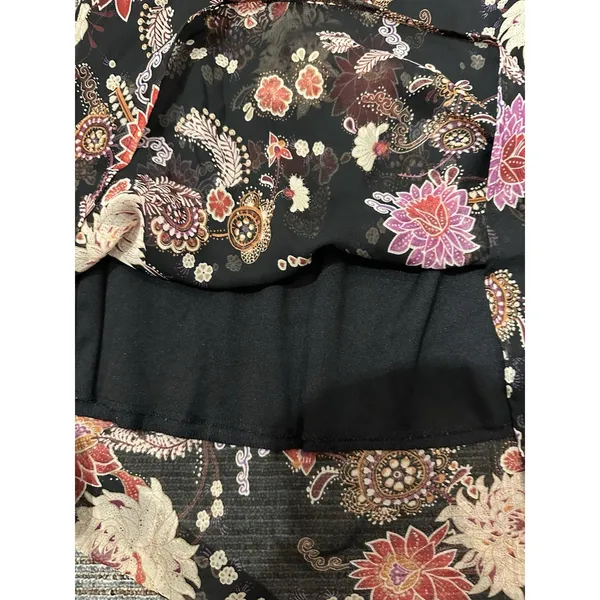 Vintage Black Floral Skirt Size Small Coquette Fairy Whimsigoth Y2K Sheer Lined - Image 4