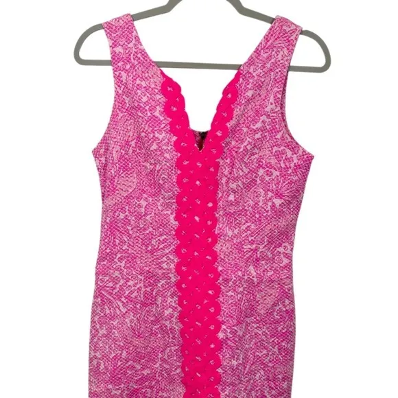 Lilly Pulitzer Target Collab Pink‎ White Paisley Lace Trim V Neck Dress Size 6 - Image 9