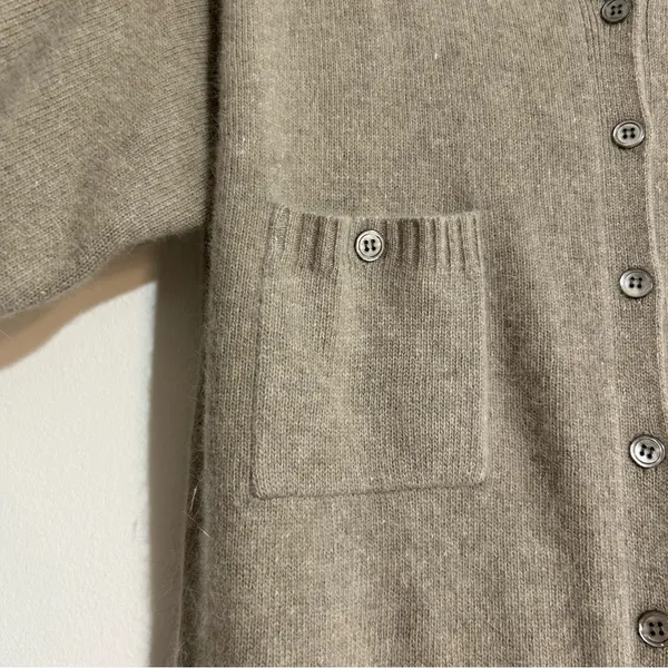 Vintage J.H. Collectibles Lambswool Angora Button Down Sweater Dress Neutral - Image 5