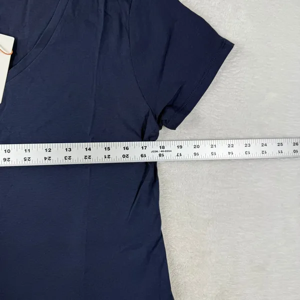 Quince Womens Cotton Modal V-Neck Tee Navy Blue Short Sleeve Shirt Size M NEW - Image 3