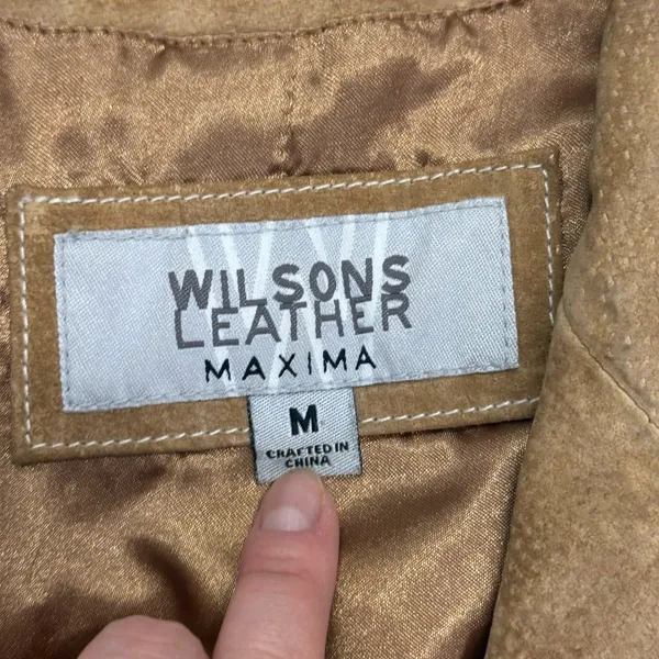 Vintage Wilsons Leather Maxima Brown Suede Blazer Button Jacket M - Image 3