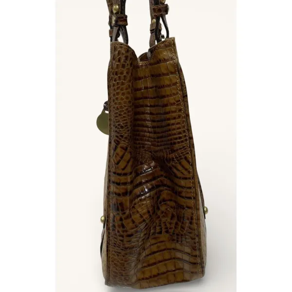 Brahmin Addie Tisbury Embossed Leather Satchel Tan‎ Brown Shoulder Handbag - Image 3