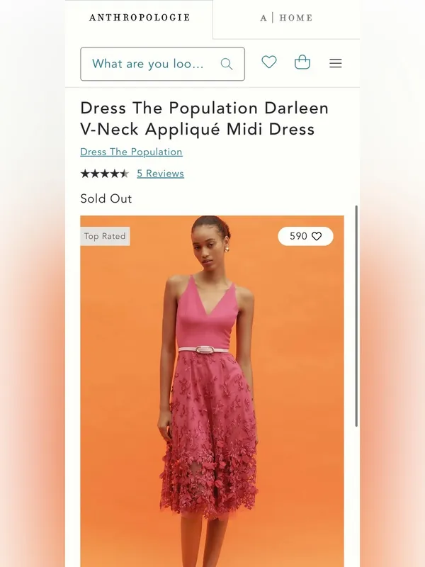 Dress The Population Darleen V-Neck 3D Floral Appliqué Midi Dress Size XXL - Image 3