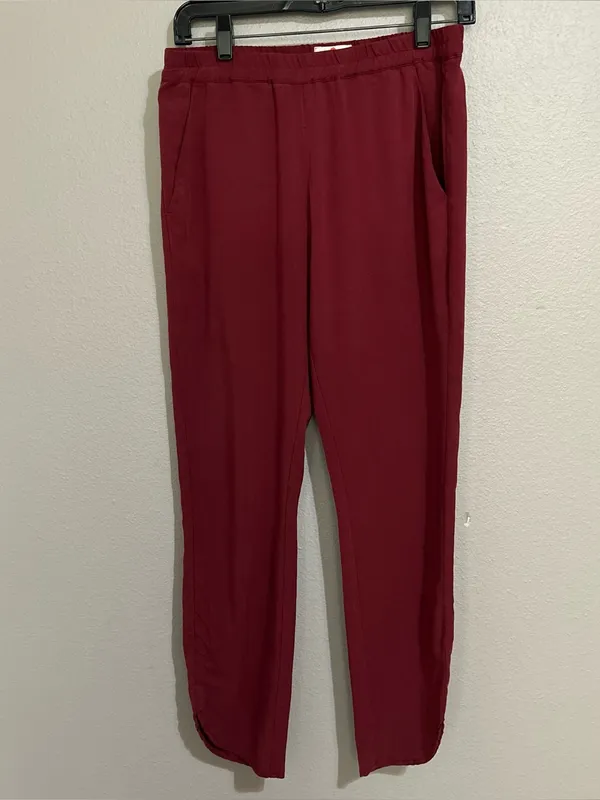 Marine Layer Allison Burgundy Relaxed Fit Pull On Trouser Pants Women’s Small - Image 2