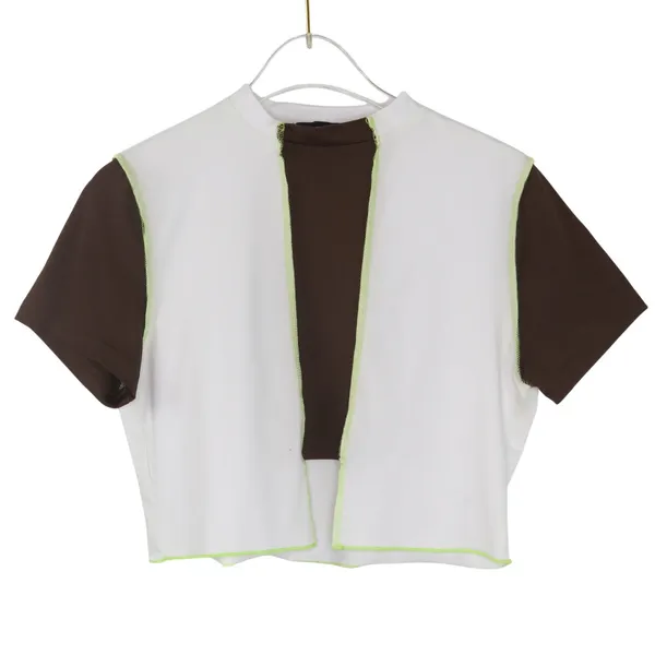 Y2k Cider Lime Green & Brown Colorblock Patchwork Skirt Set Medium Cute - Image 4