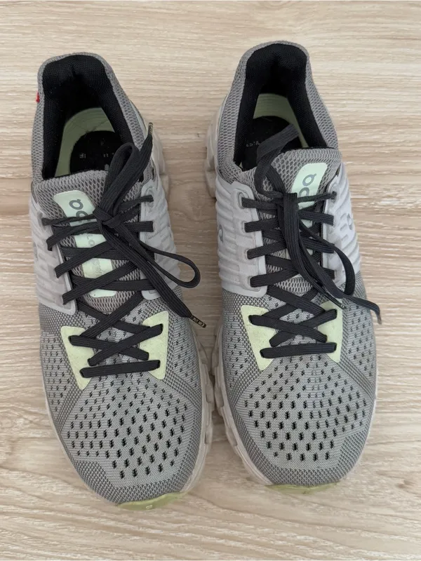 On Running Womens 7.5 Cloudswift Sneakers Alloy Glacier Grey Lime - Image 2