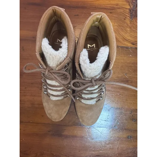 Marc Fisher Ltd Nairy Faux Fur Trim Hiking Boots Brown Women'S Size 9 New - Image 16