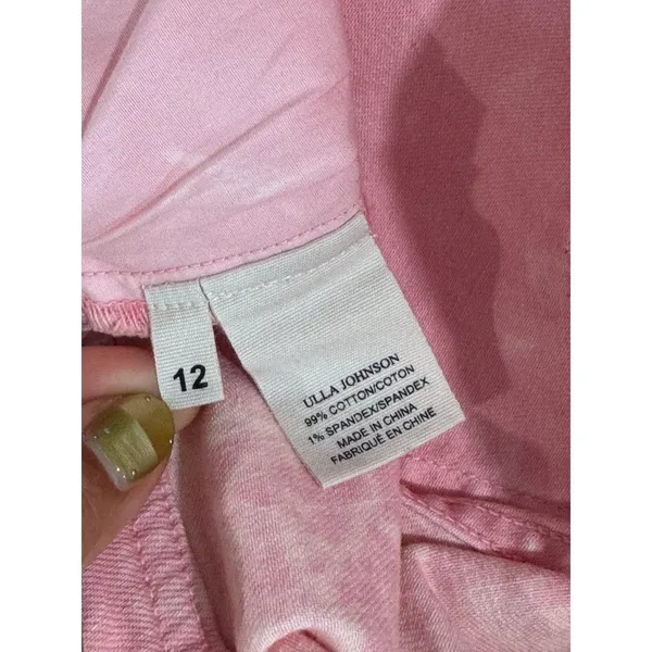 Ulla Johnson Womens Jeans Pink Denim High Rise Button Fly Crop Wide Leg Size 12 - Image 5