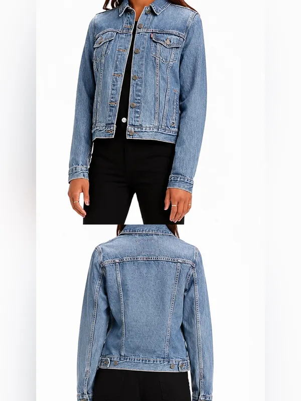 Levi’s Original Trucker Denim Jacket Sz S Blue Stretch Jean Classic S40117 - Image 2