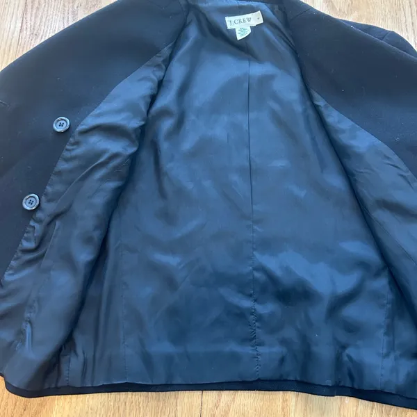 J. Crew Black Wool Double Breasted Peacoat‎ Jacket Lined Size 4 READ Office - Image 10
