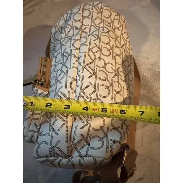 Calvin Klein Monogram Logo Backpack White Tan - Image 10