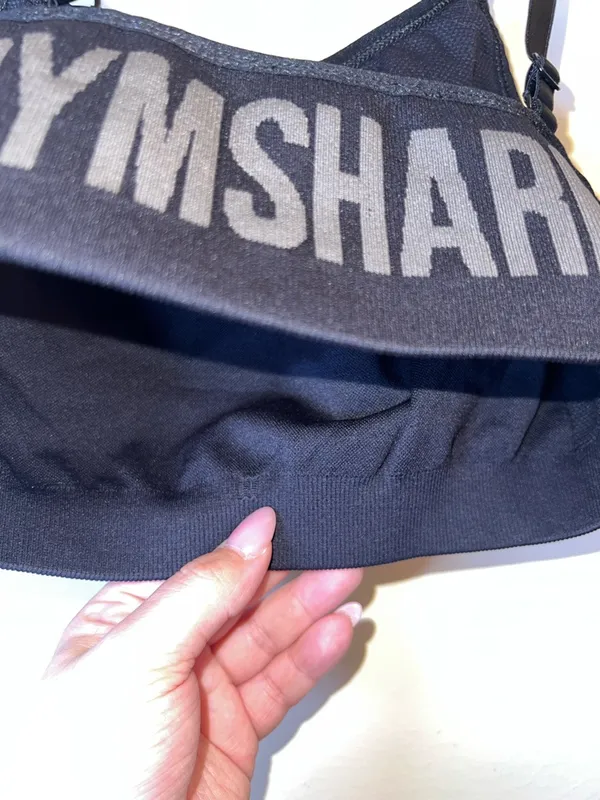 Gymshark‎ Black Seamless Sports Bra Adjustable Straps Logo Band - Image 9