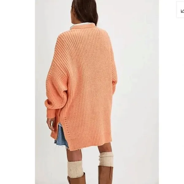 Free People Peach Orange Nightingale Chunky Long Cardigan‎ Sweater Small NWOT - Image 9