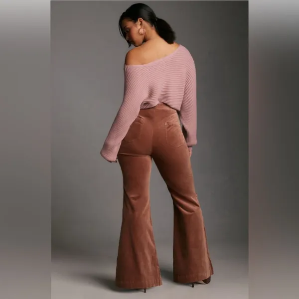 Anthropologie Pilcro Pull-On Mid-Rise Velvet Retro Flare Pants 32 - Image 4