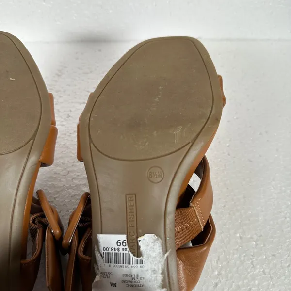 Marc Fisher Fathom Strappy Block Heel Sandal Women's 8.5 M Brown Buckle 3" Heel - Image 9