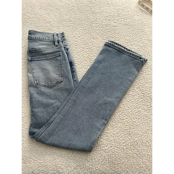 Pistola High Rise Straight Ankle Leg Vintage Denim Exposed Button Fly Size 26 - Image 5