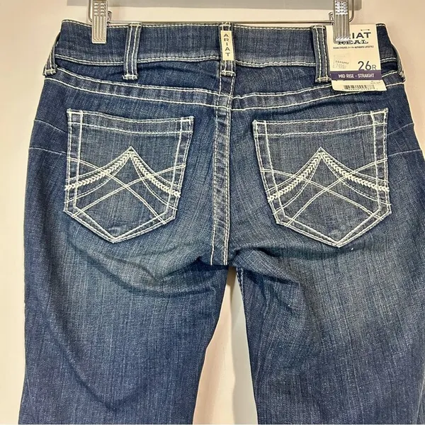 Ariat Women’s REAL Mid Rise Straight Denim Jeans Medium Blue Wash Size 26 R NWT - Image 8