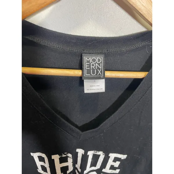 Modern Lux T-Shirt Womens Small Black Bride Tribe Graphic V-Neck Bachelorette - Image 3