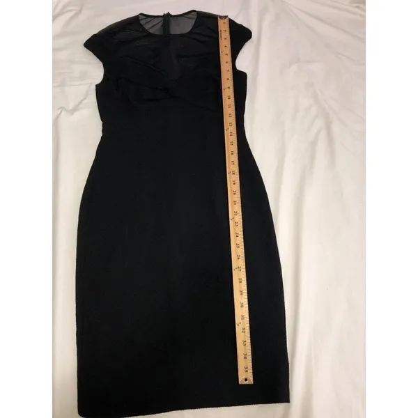 David Meister Dress Size 4 Black Sheer Top Short Sleeve Chic Classic USA - Image 9
