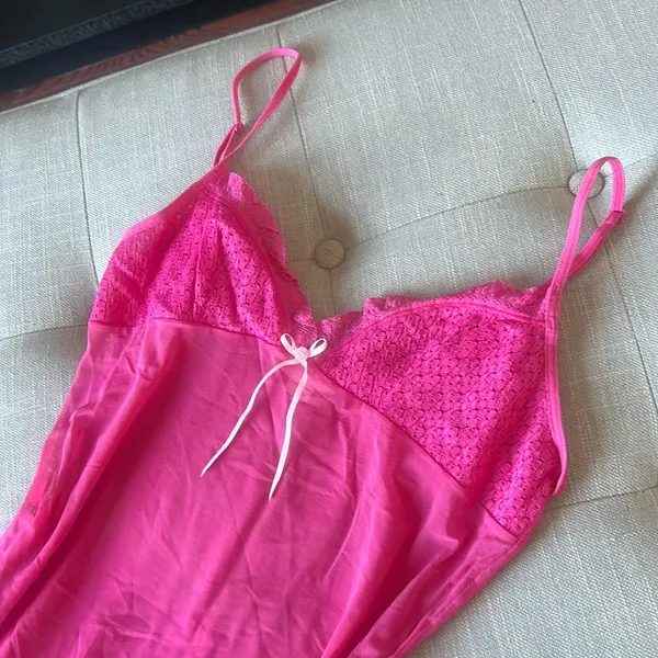 Victorias Secret Pink Mesh Mini Slip Dress Size Medium‎ - Image 4