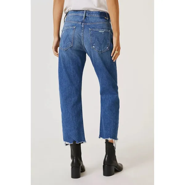 Mother The Ditcher Crop Jeans Blue Broken Record Distressed 1448-259 Size 29 - Image 3