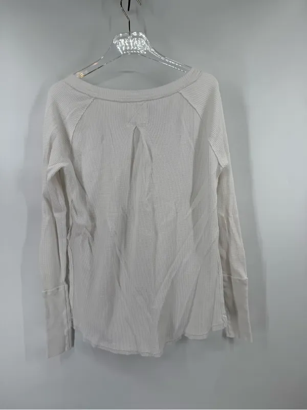 We the free white waffle knit long sleeve top size small - Image 2